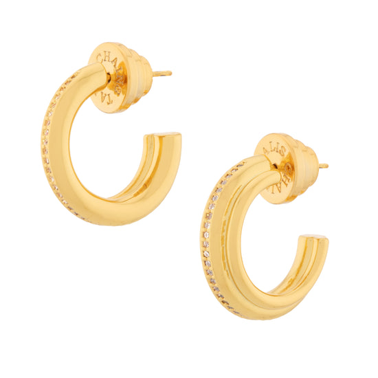 gold hoops with cubic zirconia stones