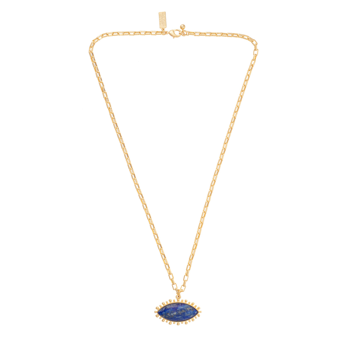 Lapis Lazuli evil eye necklace in gold plated recycled brass