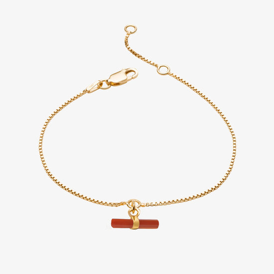 gold chain bracelet with terracotta resin t bar charm from rachel jackson