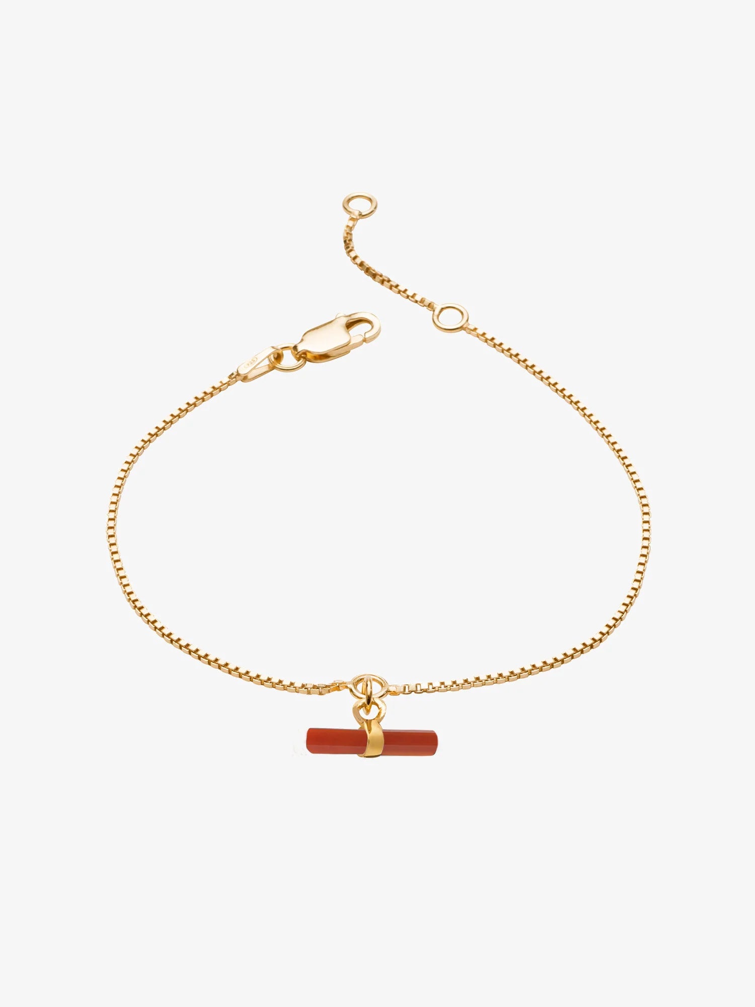 gold chain bracelet with terracotta resin t bar charm from rachel jackson
