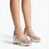Model shot of mis metal block heel shoe from terry de havilland 