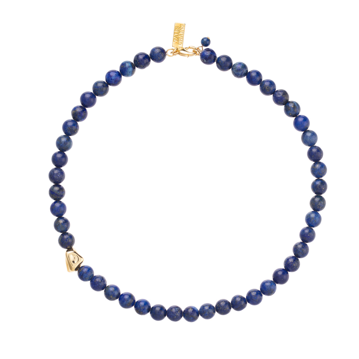 Lapis beaded necklace with gold bead detail and lobster clasp fastening