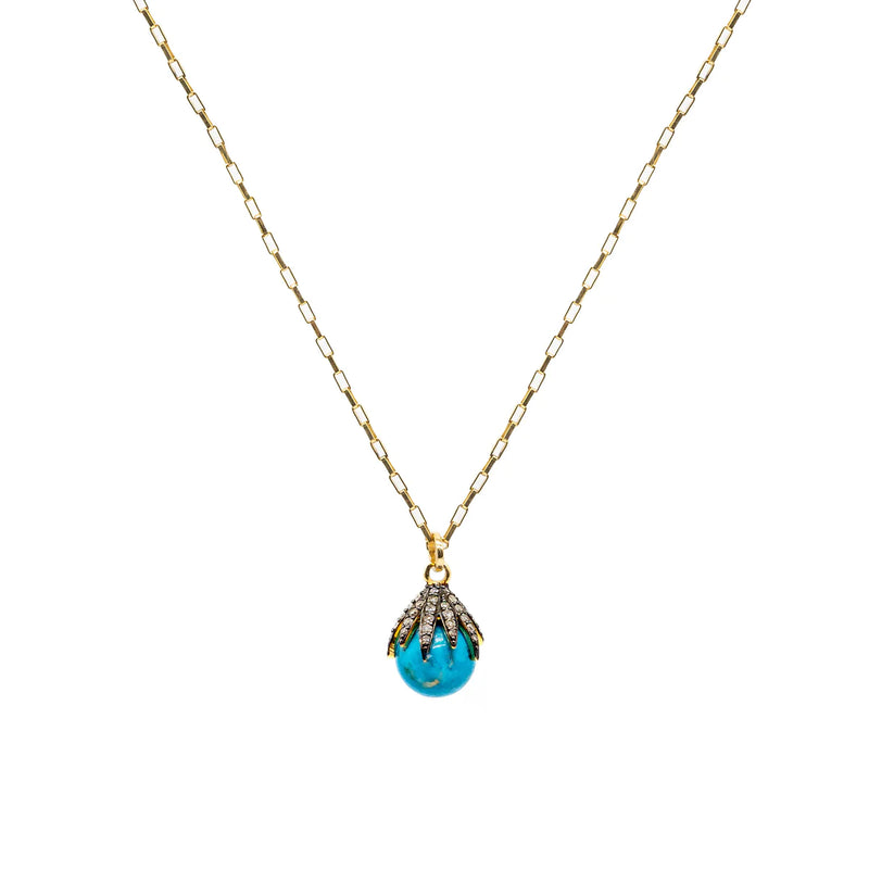 Diamond Claw & Turquoise Necklace