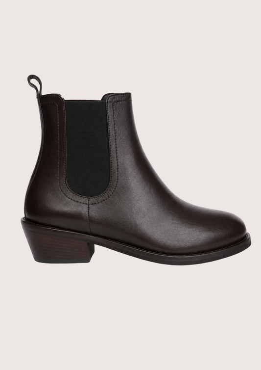 brown boot with elastic section 