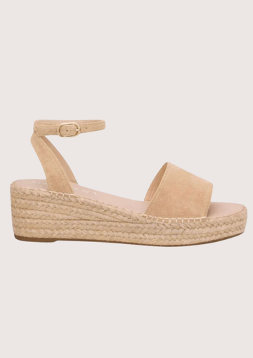 Beige Suede espadrille with woven sole