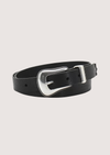 black leather belt with silver hard ware 