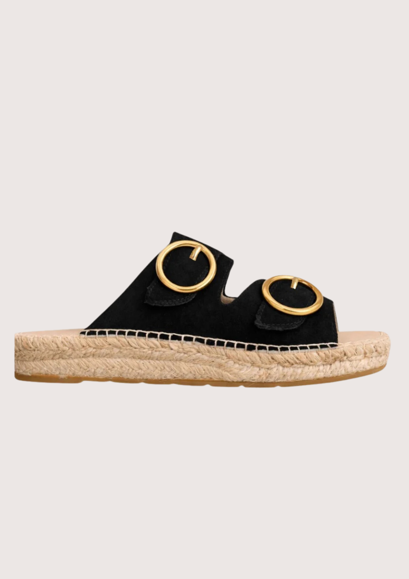black sandal with gold buckles 