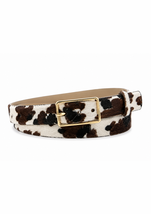 Ava Belt Textured Leather Cow Print