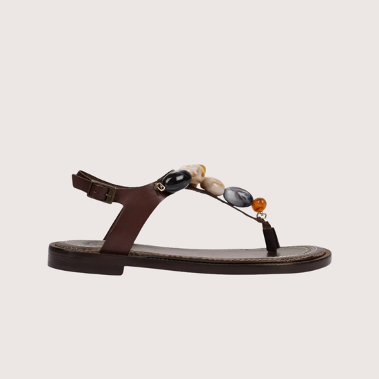 BROWN SANDAL WITH STONE DETAIL