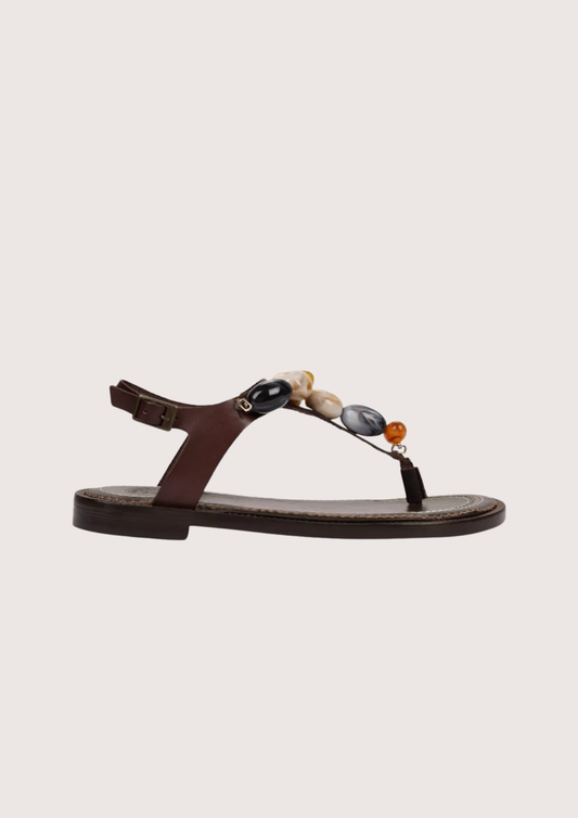 BROWN SANDAL WITH STONE DETAIL