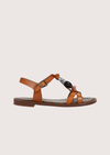 Tan leather sandals with resin stone details