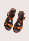 Tan leather sandals with resin stone details