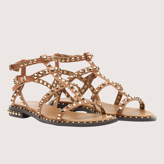 Tan sandal with gold studs 