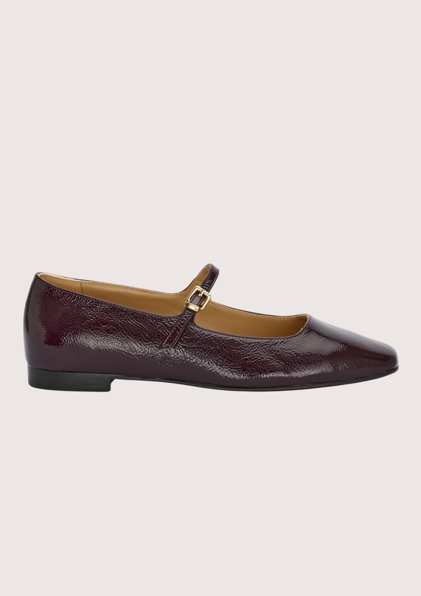 burgundy patent leather square toe mary janes from donna lei front view