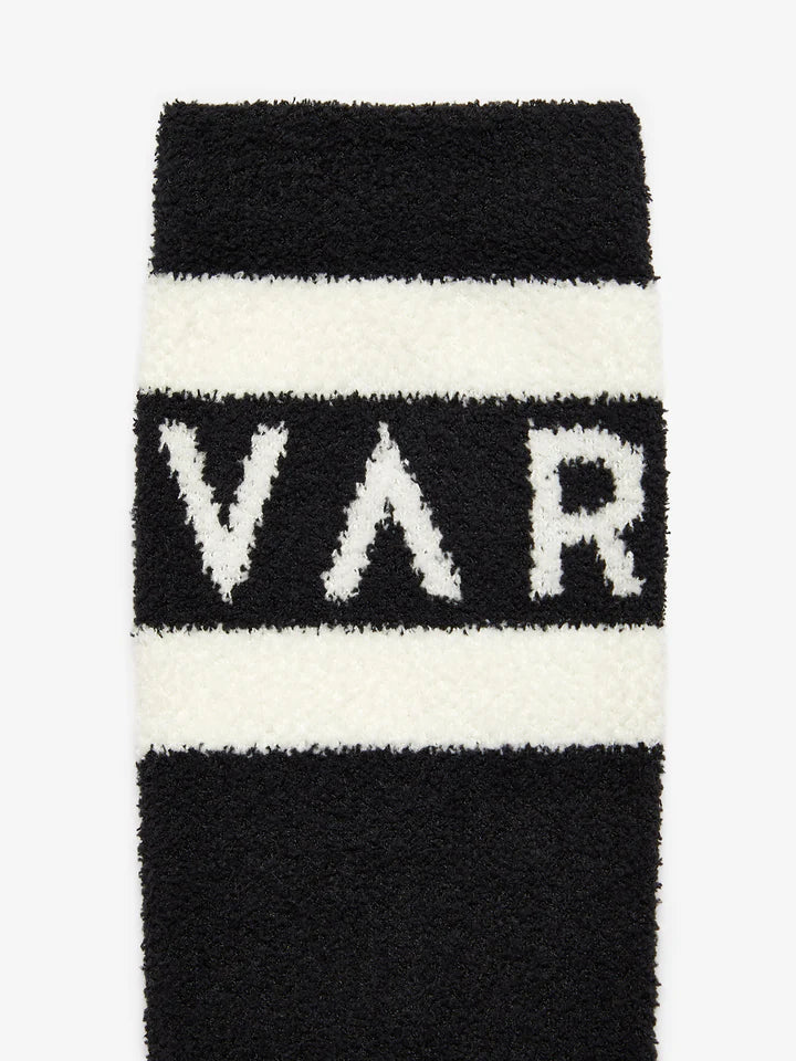 Varley branded black socks with branded banner on ankle and contrast heel and toe