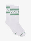 white socks with sage green varley logo