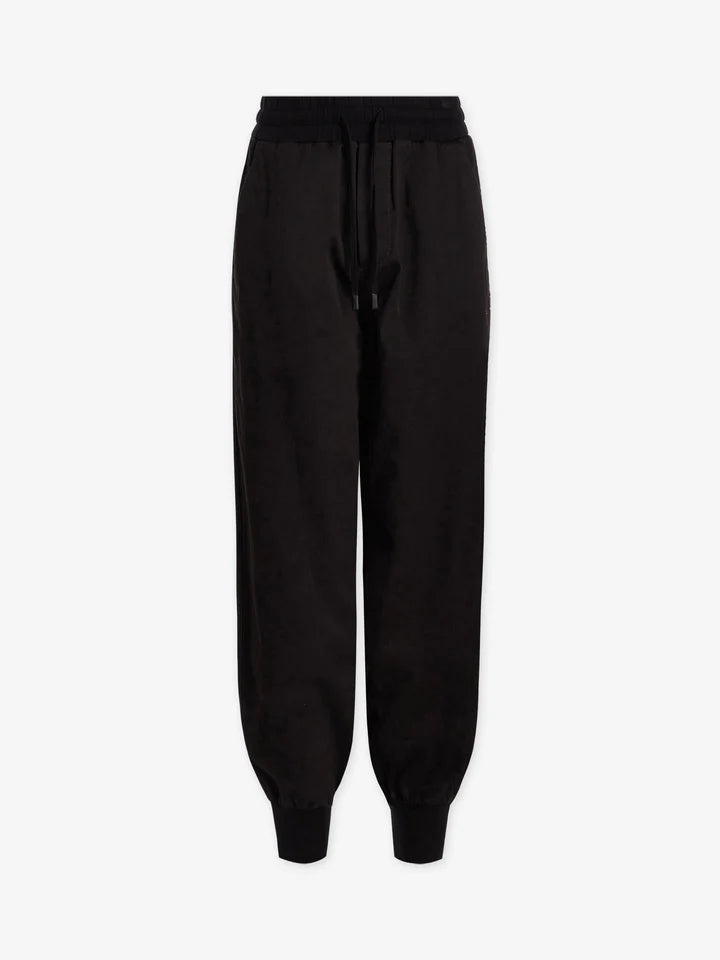 Cotton twill relaxed look trousers with double soft waistband and drawstring waist with cuffed hems