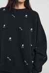 Varsity Sweatshirt Black Champagne Embroidery