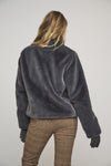 cropped faux fur dark grey jacket  rear view 