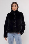 black faux fur cropped jacket 