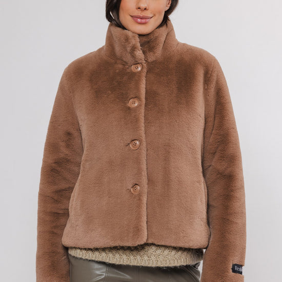 tan faux fur cropped jacket