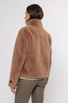 tan faux fur cropped jacket rear view 