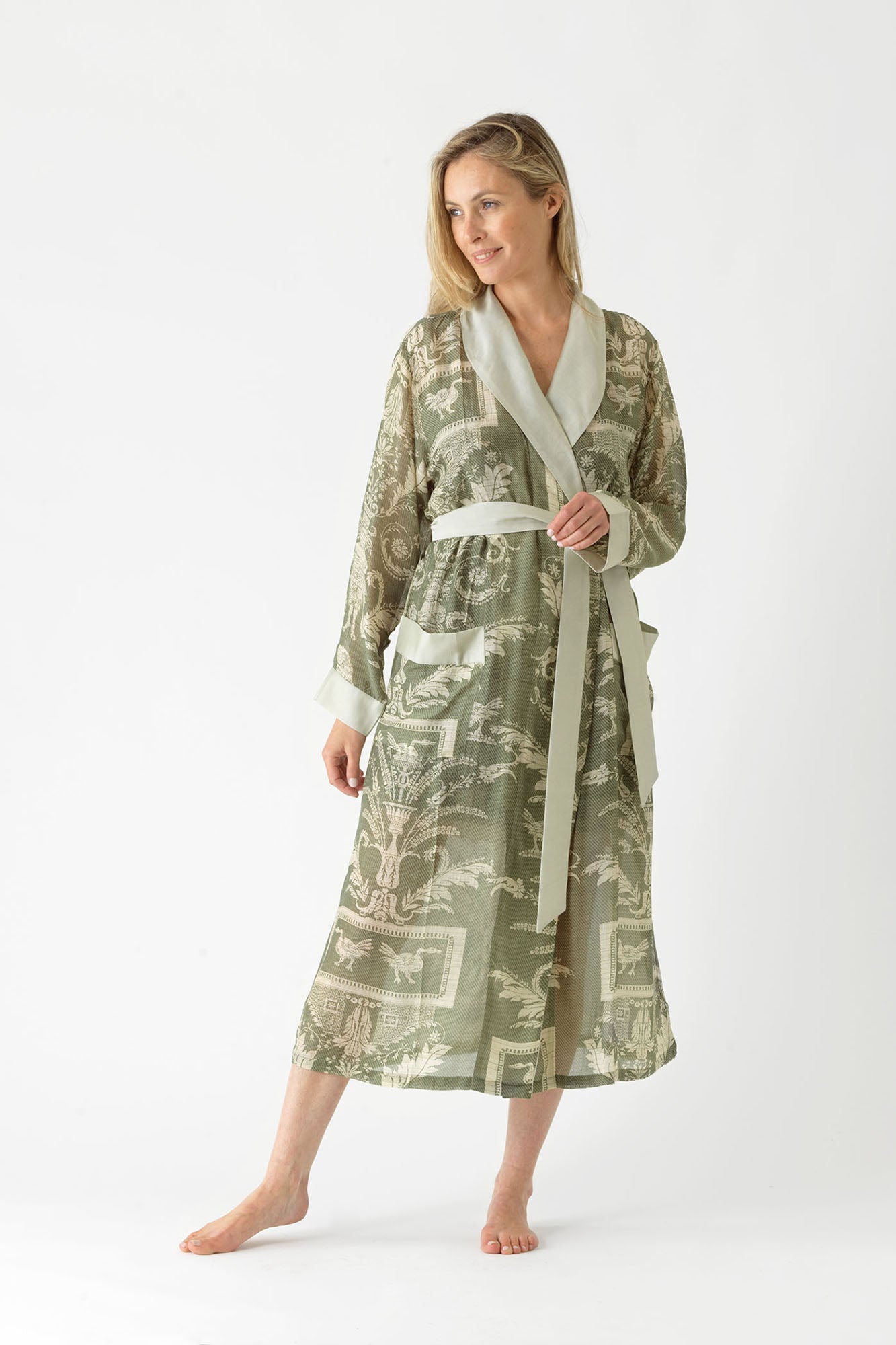 Vintage Damask Sage Gown Sass Edge