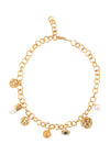 gold necklace with pearls and gold nuggets