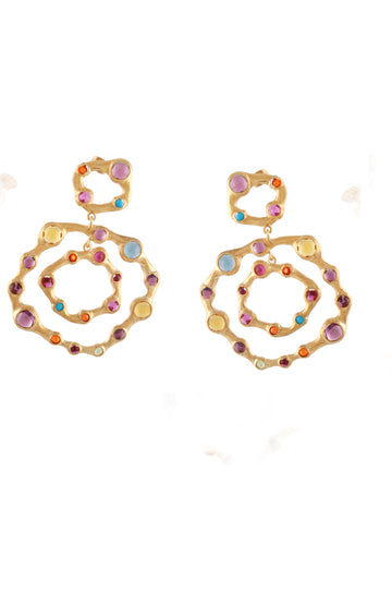 Statement Earring With Multicoloured Cabochon