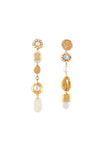 Long Mismatched Earrings With Pearls & Seashells