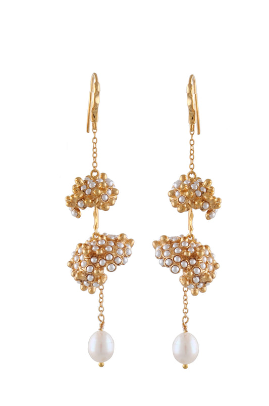 Dangling Orb Earrings Mini Pearls