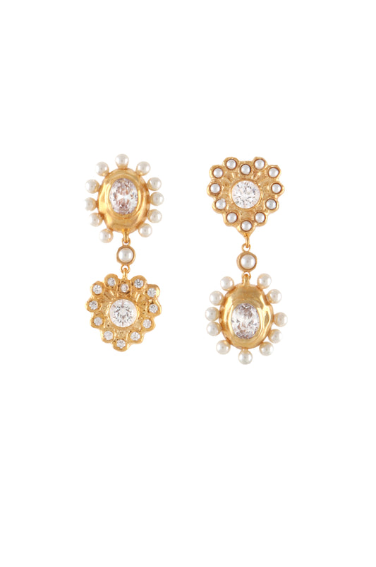 Mini Mismatched Pearl/Stone Earrings