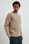 beige waffle knit o neck jumper  side view 