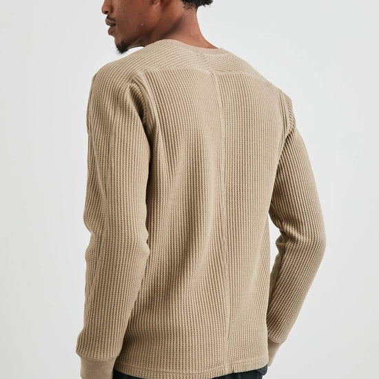 beige waffle knit o neck jumper  rear view 