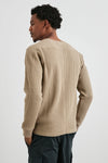 beige waffle knit o neck jumper  rear view 