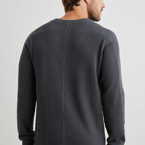 black waffle knit o neck jumper  rear view 