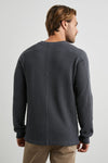 black waffle knit o neck jumper  rear view 