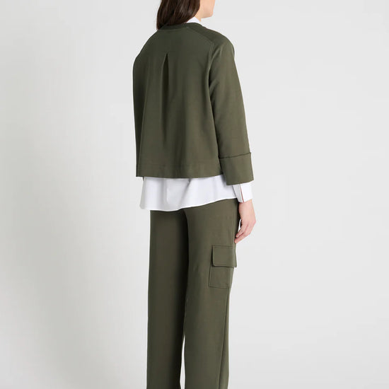 khaki green round neck sweatshirt rear view