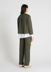 khaki green round neck sweatshirt rear view
