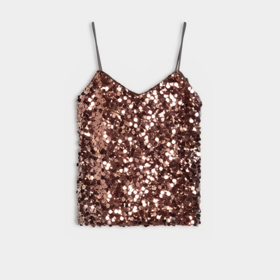 rose gold copper sequin cami top