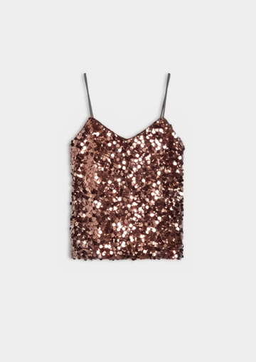 rose gold copper sequin cami top