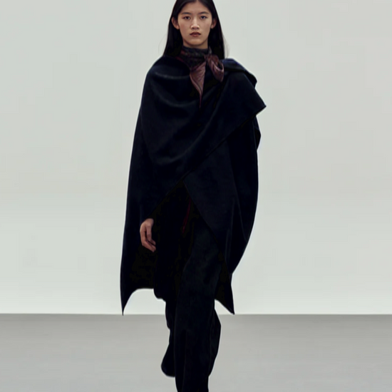 black cape style coat