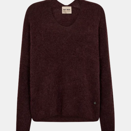 v neck burgundy wool relaxed jumper from mos mosh