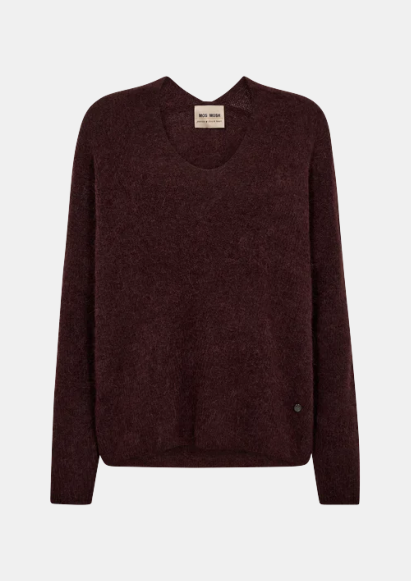 v neck burgundy wool relaxed jumper from mos mosh