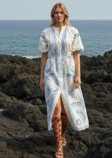 Beach Party Dress White/Blue