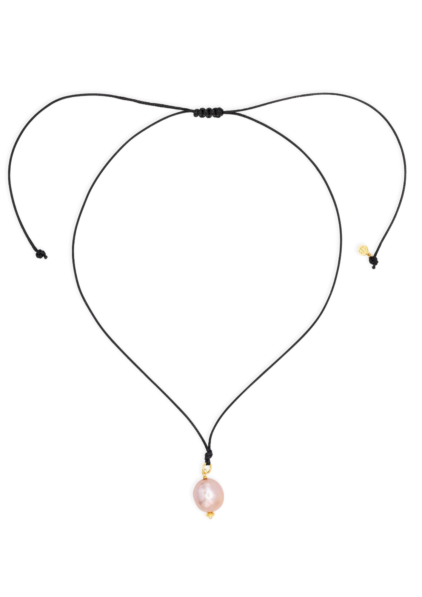 Necklace with a pink pendant on a white background