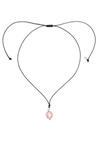 Necklace with a pink pearl pendant on a white background