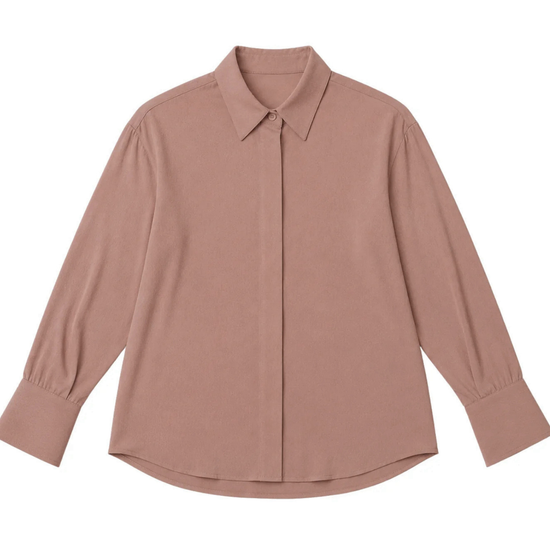 Pink blouse classic collared shirt on a white background