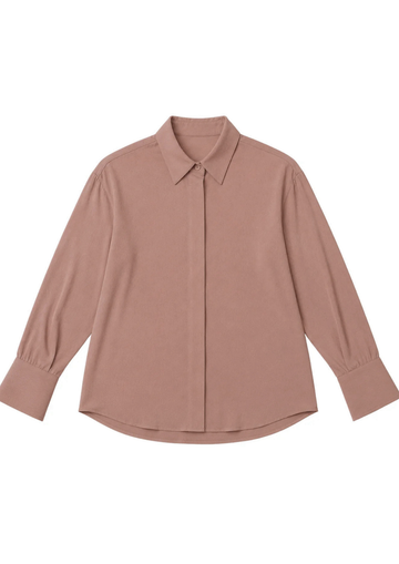 Pink blouse classic collared shirt on a white background