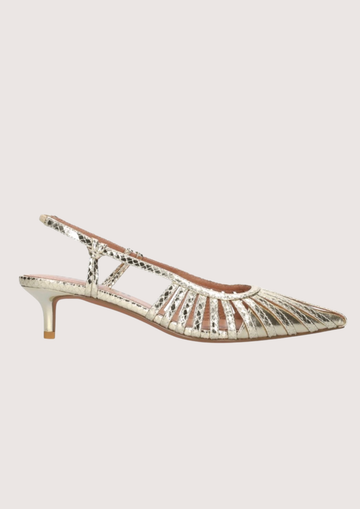 Sling Back Kitten Heel Gold